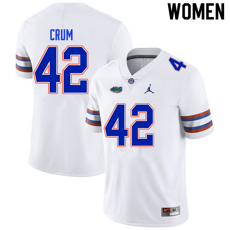 Women #42 Quaylin Crum Florida Gators College Football Jerseys Sale-White